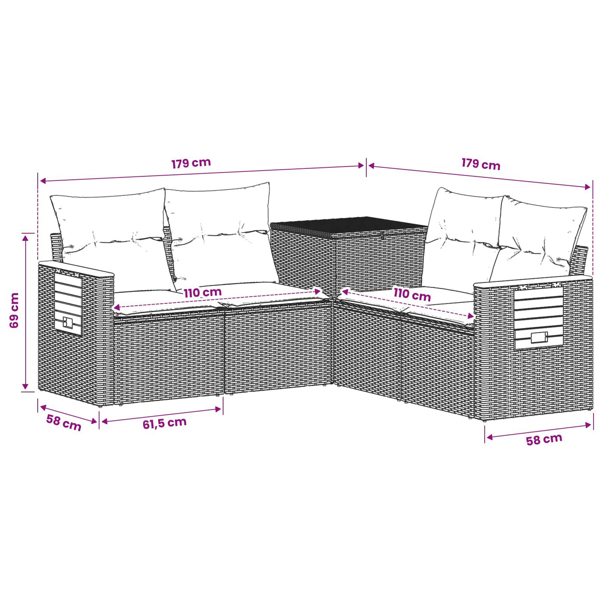 Set Pohovek 5 Ks Poly Ratan A Ocel