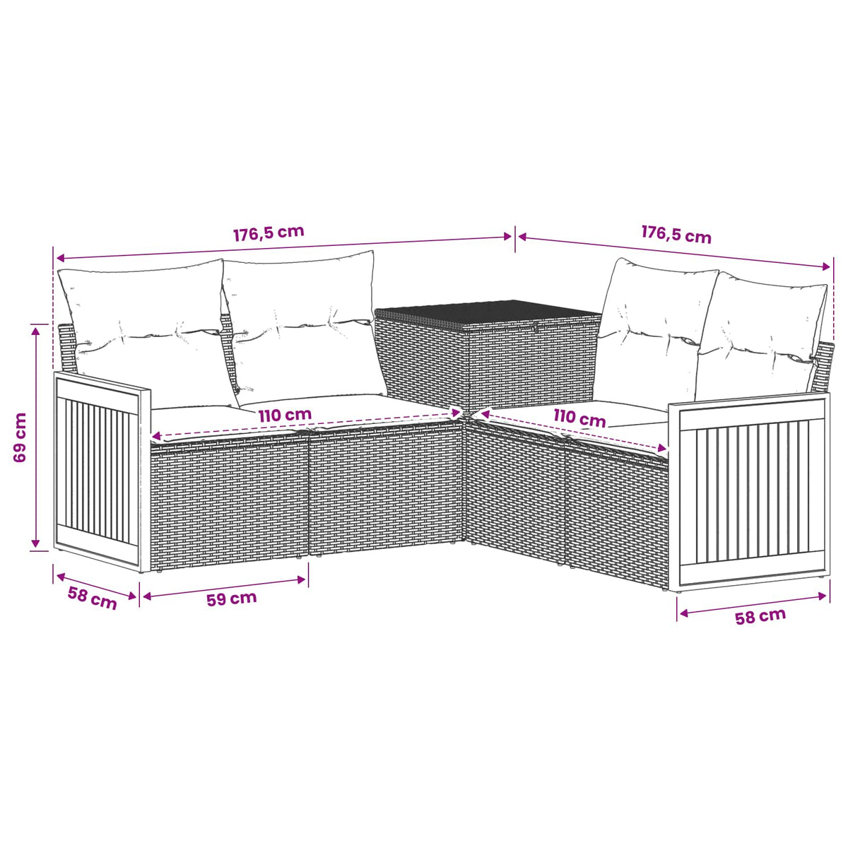 Set Pohovek 5 Ks Poly Ratan A Ocel
