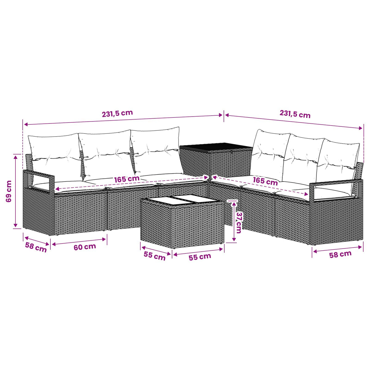 Set Pohovek 8 Ks Poly Ratan A Ocel