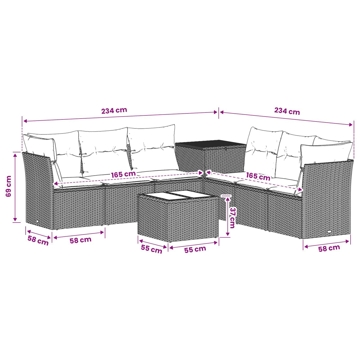 Set Pohovek 8 Ks Poly Ratan A Ocel