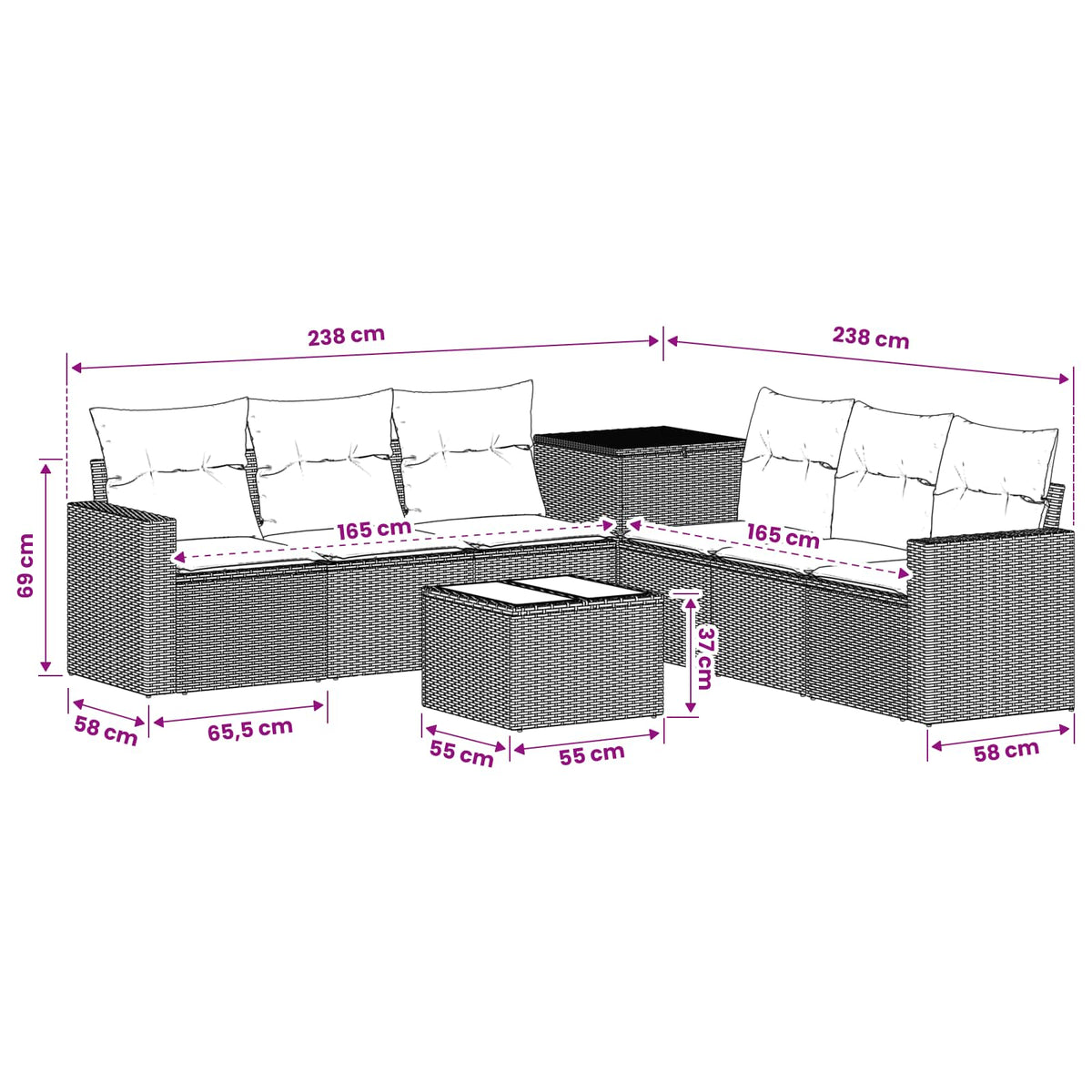 Set Pohovek 8 Ks Poly Ratan A Ocel