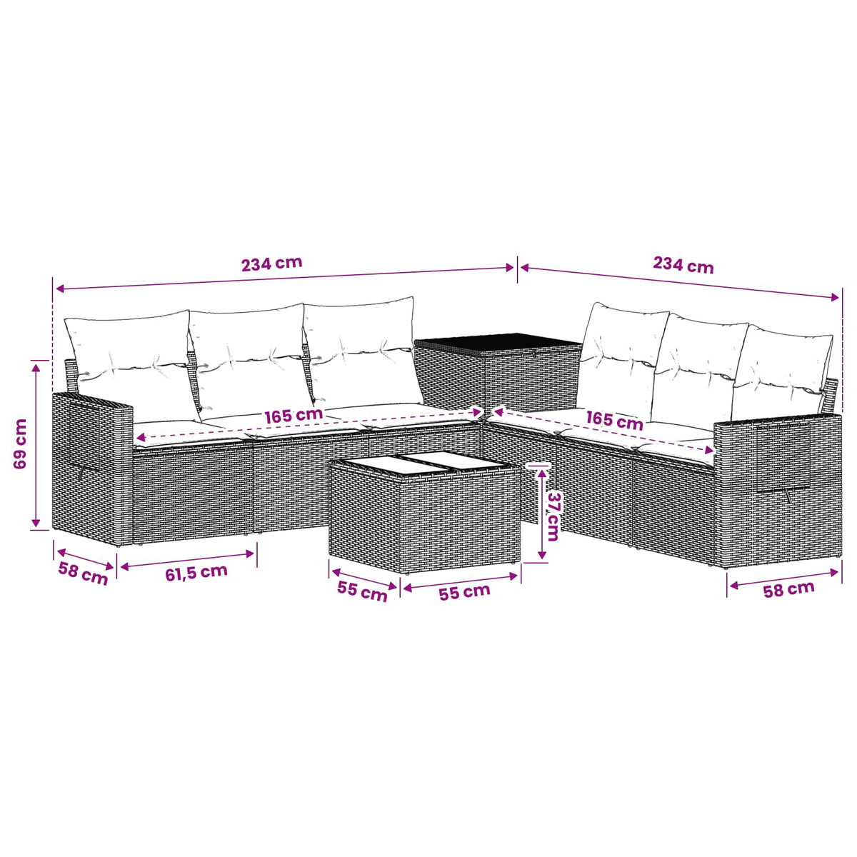 Set Pohovek 8 Ks Poly Ratan A Ocel