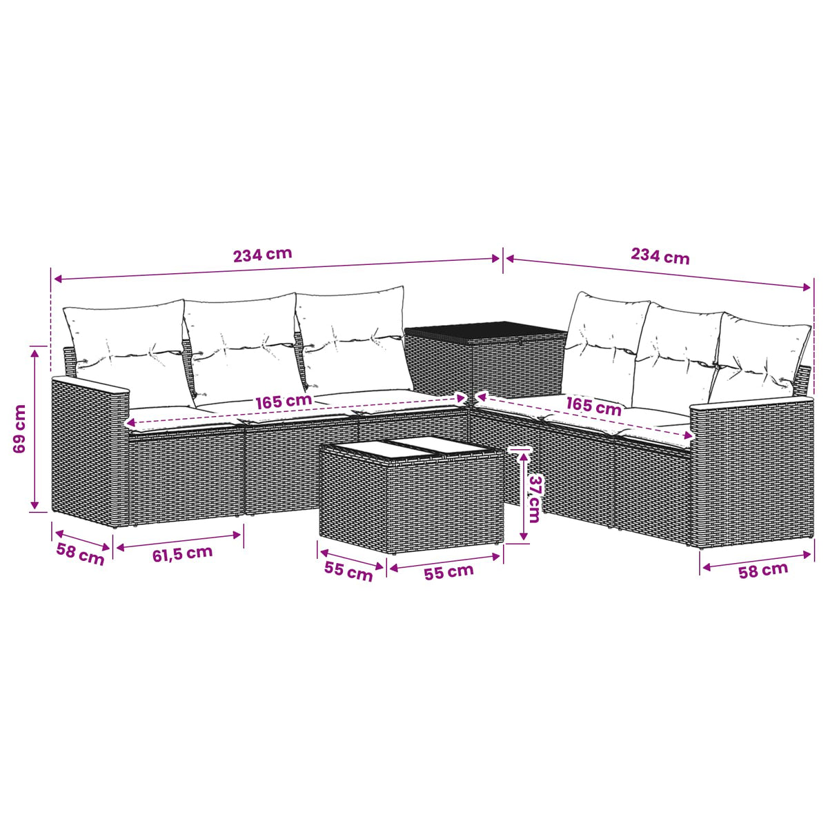 Set Pohovek 8 Ks Poly Ratan A Ocel