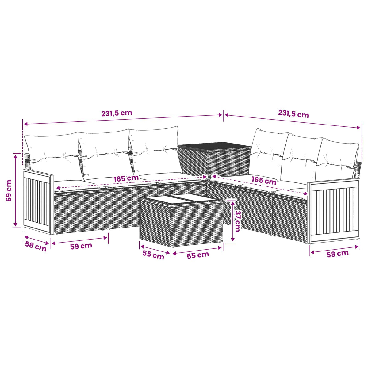 Set Pohovek 8 Ks Poly Ratan A Ocel