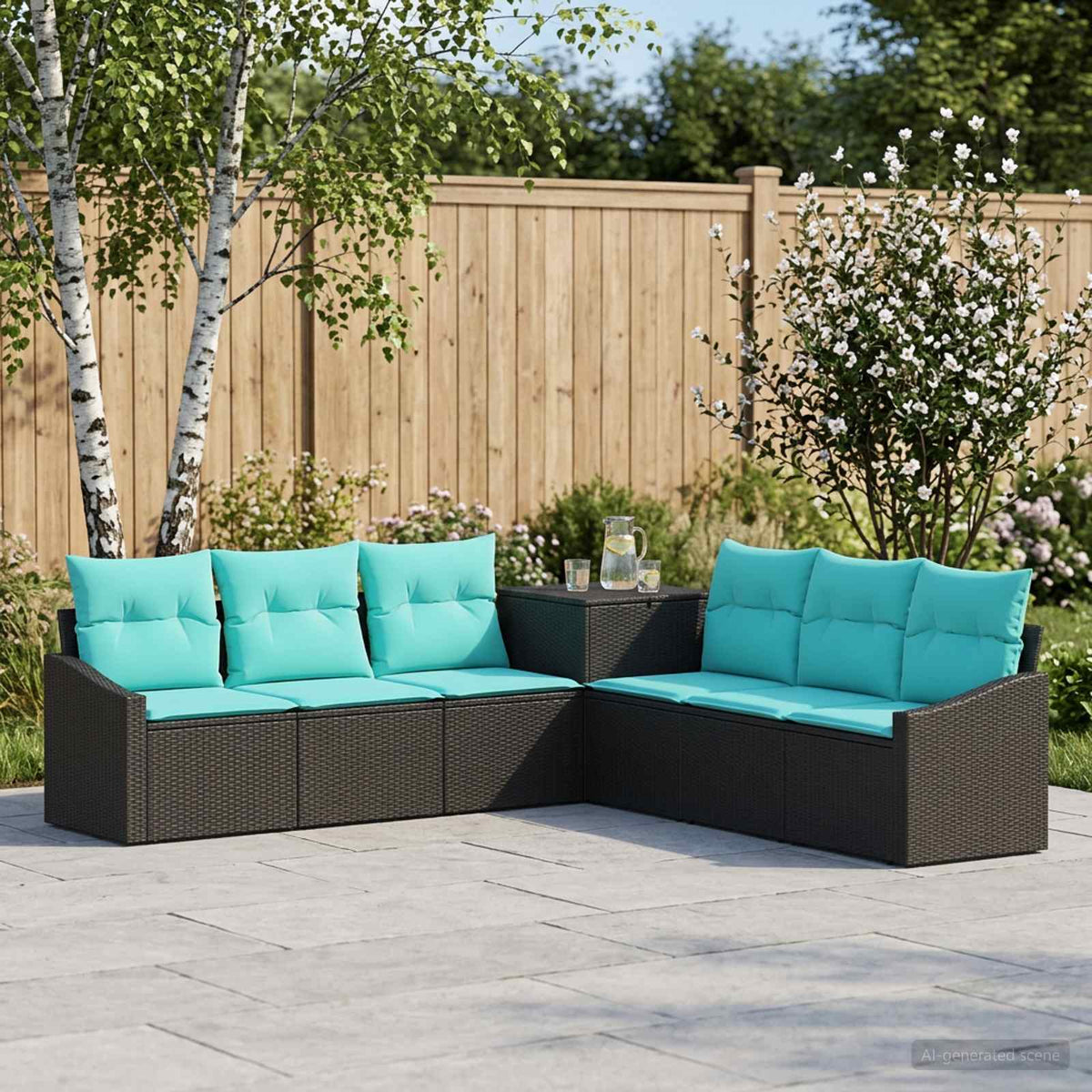 Set Pohovek 7 Ks Poly Ratan A Ocel