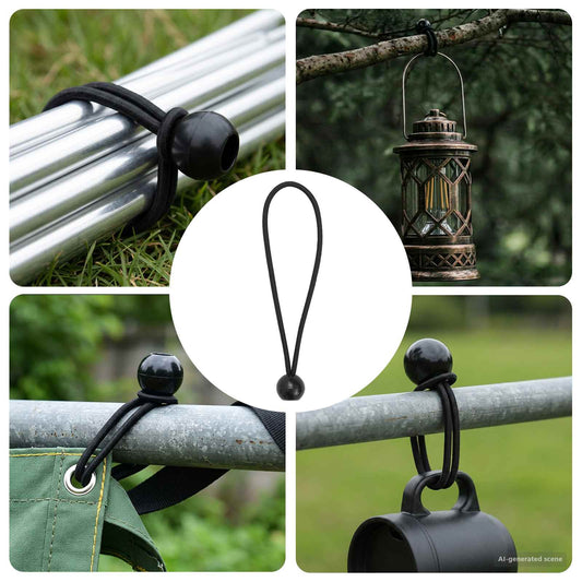 Bungee Šňůry S Kuličkami 24 Ks Černá 4 Mm X 22 Cm Polypropylen