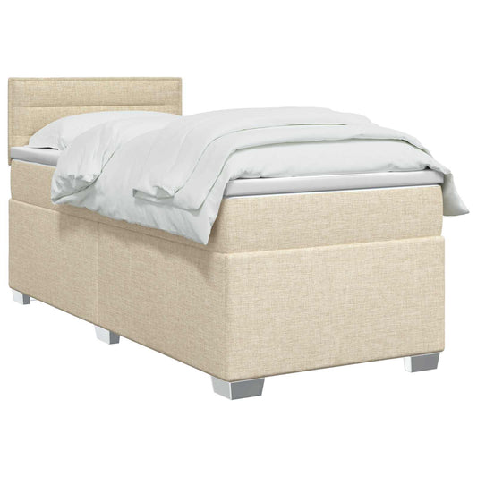 Postel Boxspring S Matrací S Čelo Krémová 80 X 200 Cm Textil