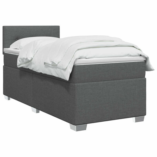 Postel Boxspring S Matrací S Čelo Tmavě Šedá 80 X 200 Cm Textil