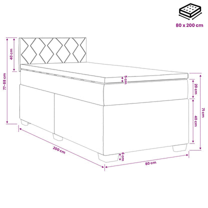 Postel Boxspring S Matrací Světle Šedá 80 X 200 Cm Textil