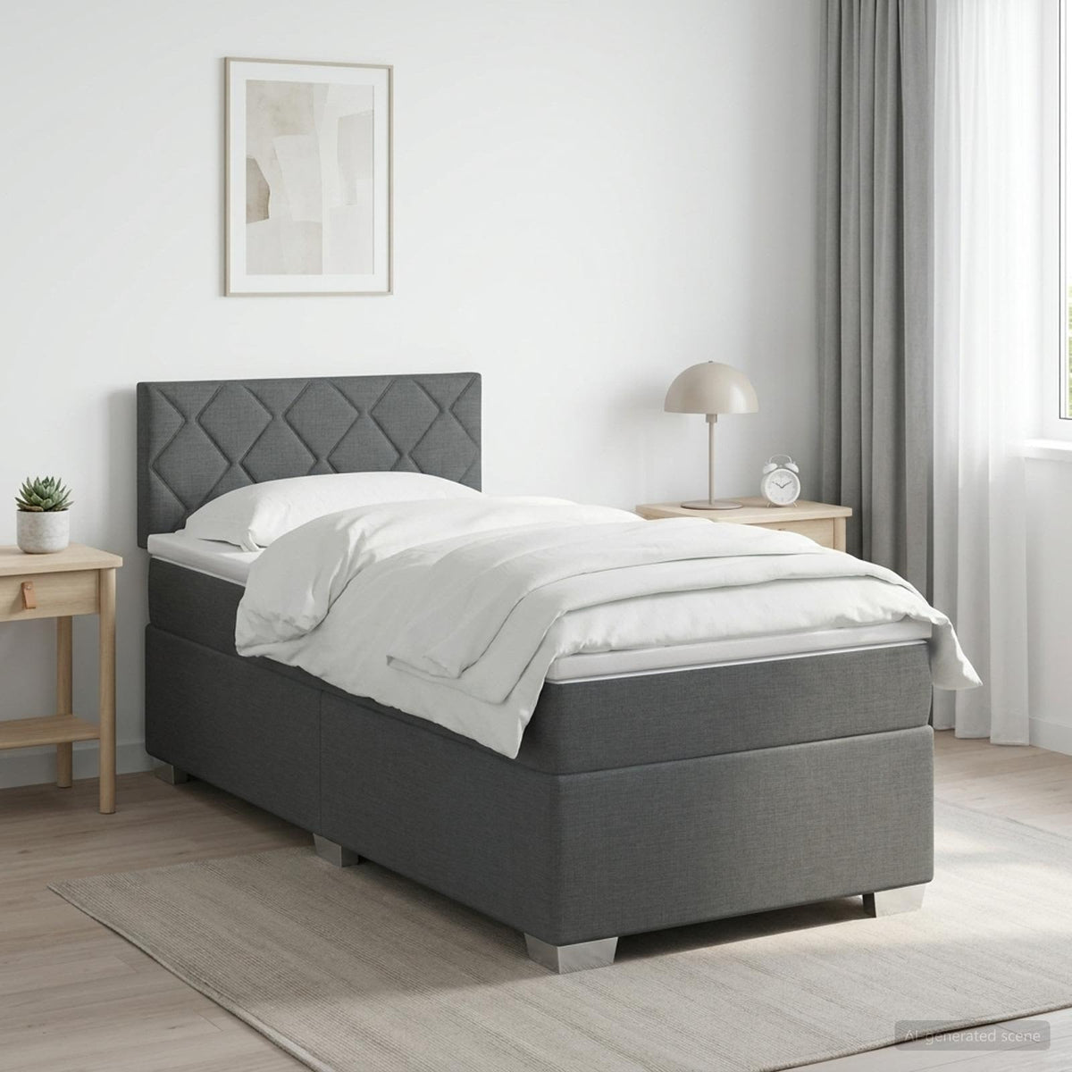 Postel Boxspring S Matrací S Čelo 90 X 190Cm Textil