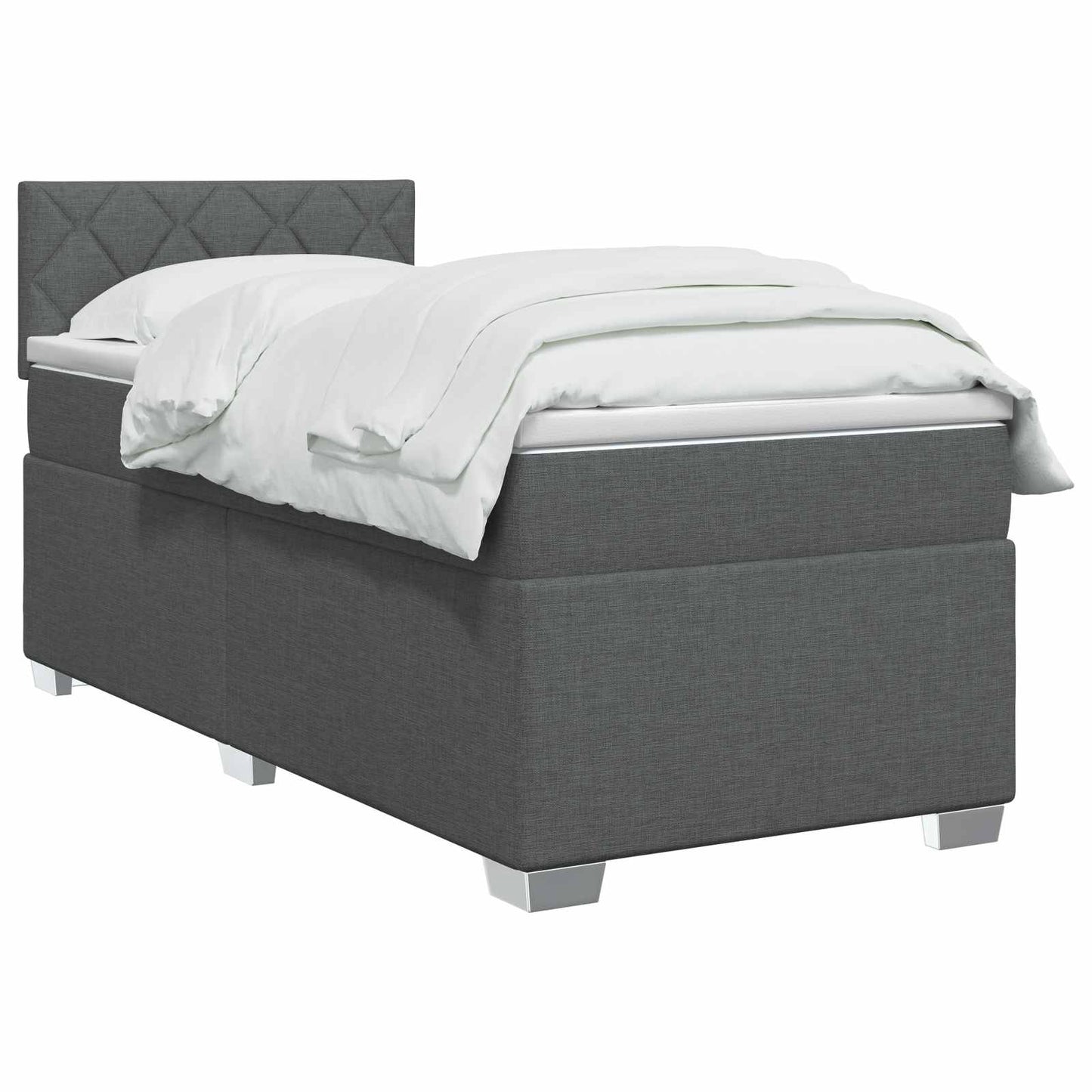 Postel Boxspring S Matrací S Čelo Tmavě Šedá 80 X 200 Cm Textil