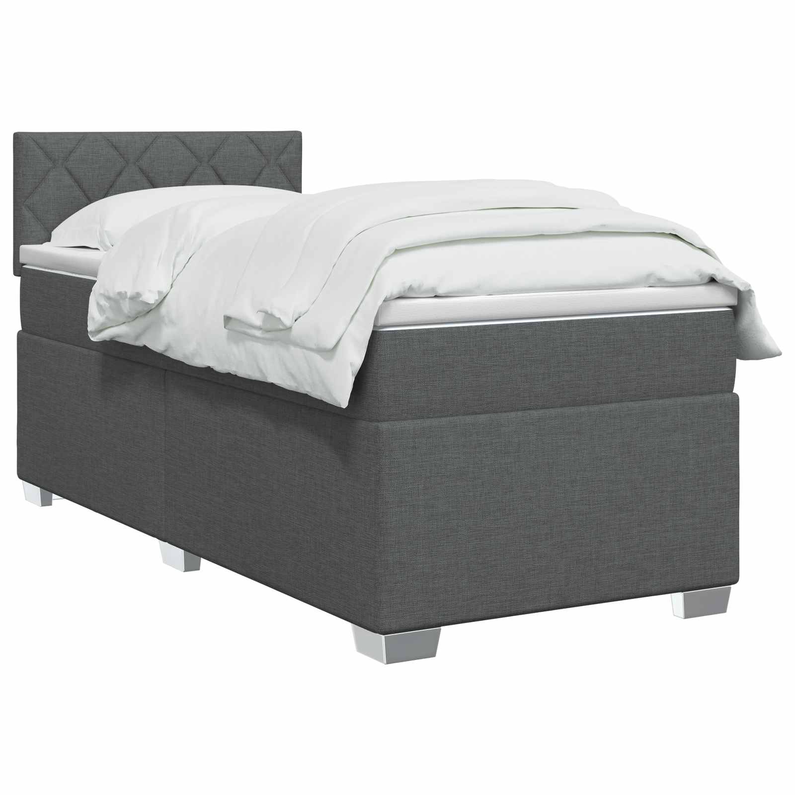 Postel Boxspring S Matrací S Čelo Tmavě Šedá 80 X 200 Cm Textil