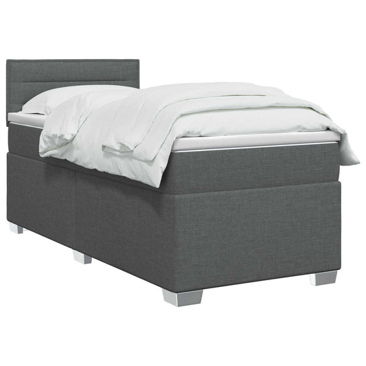 Postel Boxspring S Matrací S Čelo Tmavě Šedá 90 X 190 Cm Textil