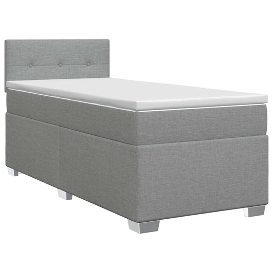 Postel Boxspring S Matrací Světle Šedá 90 X 190 Cm Textil