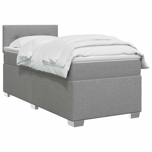 Postel Boxspring S Matrací Světle Šedá 90 X 190 Cm Textil