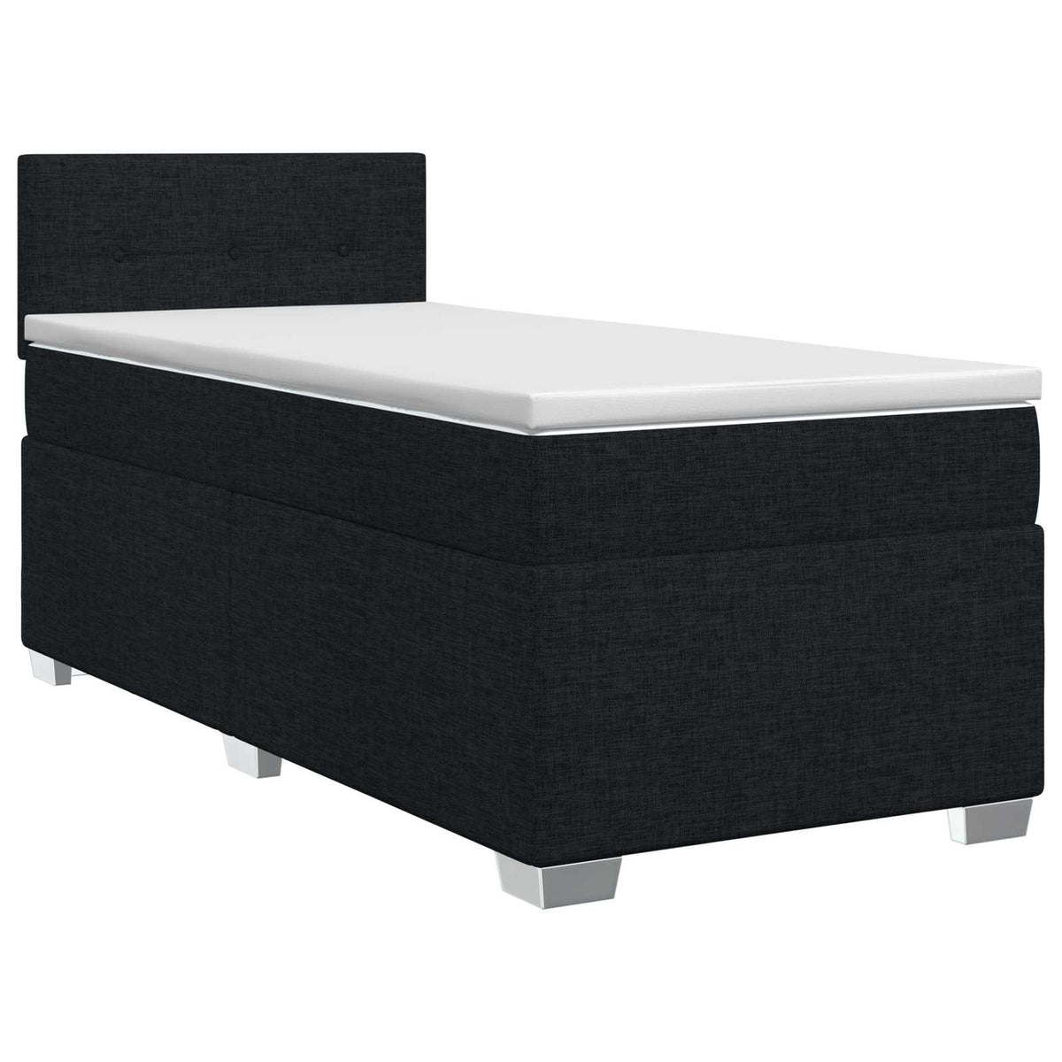 Postel Boxspring S Matrací S Čelo Černá 90 X 190 Cm Textil