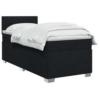 Postel Boxspring S Matrací S Čelo Černá 90 X 190 Cm Textil