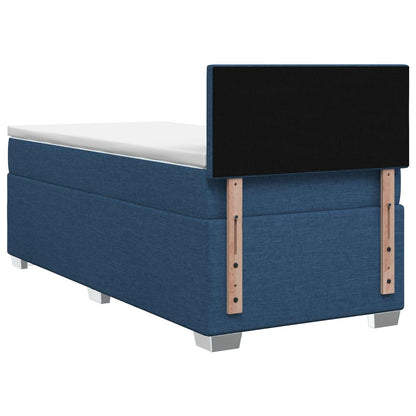 Postel Boxspring S Matrací S Čelo Modrá 90 X 190 Cm Textil