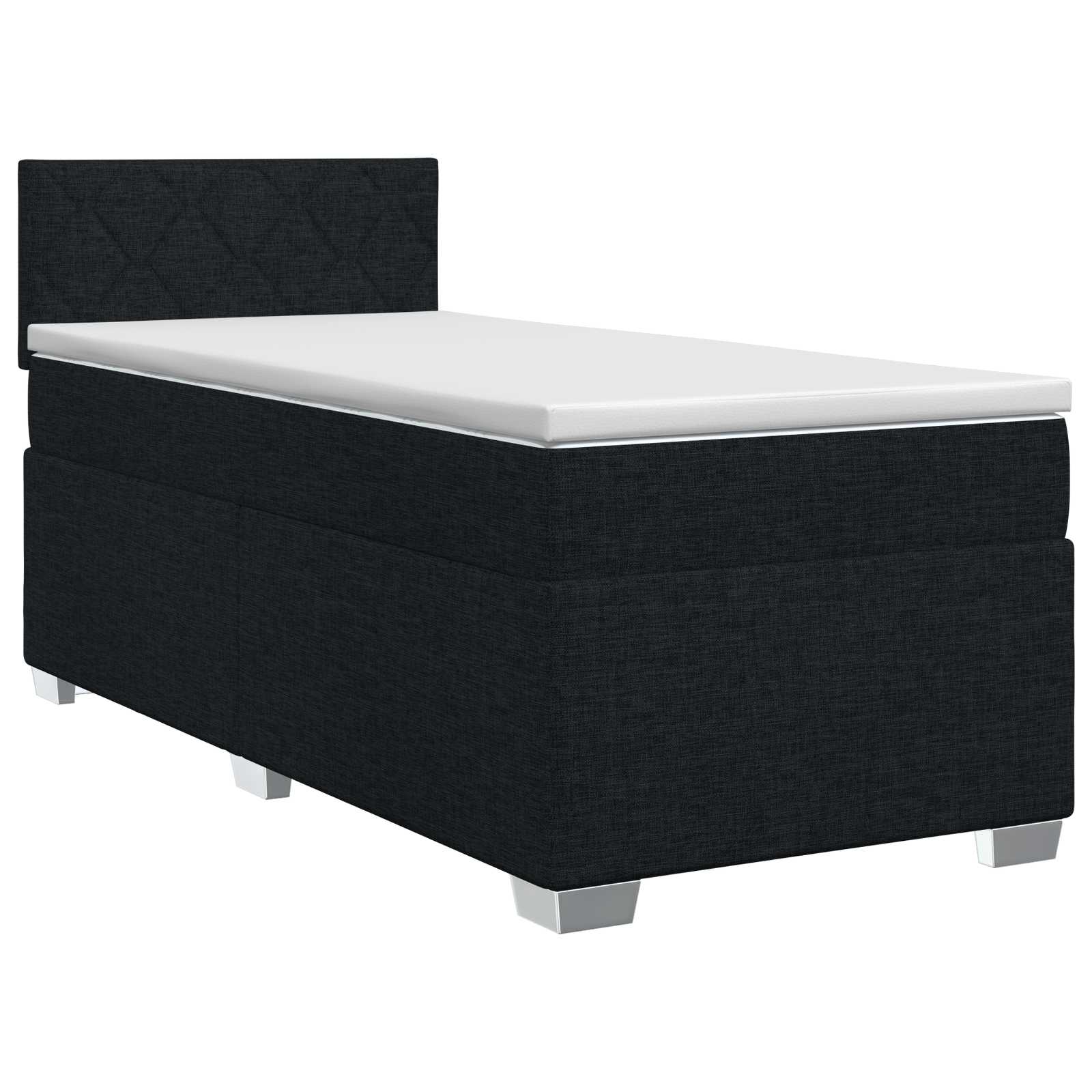 Postel Boxspring S Matrací S Čelo Černá 90 X 190 Cm Textil