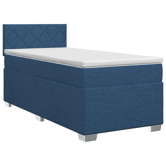 Postel Boxspring S Matrací S Čelo Modrá 90 X 190 Cm Textil