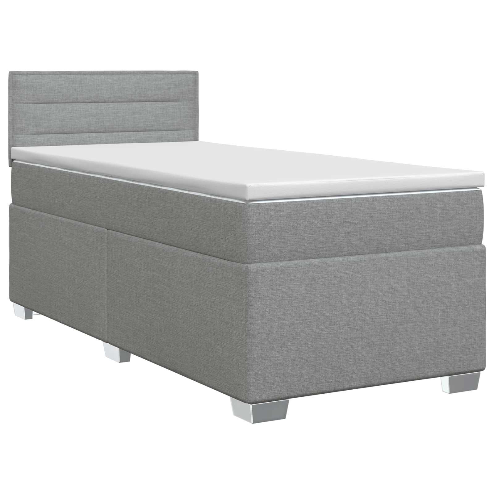 Postel Boxspring S Matrací Světle Šedá 90 X 200 Cm Textil