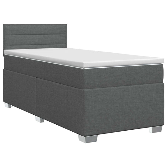 Postel Boxspring S Matrací S Čelo Tmavě Šedá 90 X 200 Cm Textil