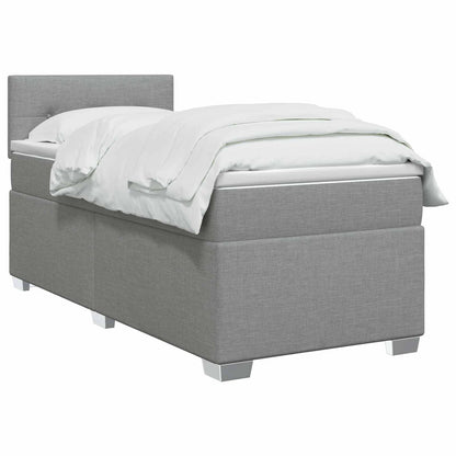 Postel Boxspring S Matrací Světle Šedá 90 X 200 Cm Textil