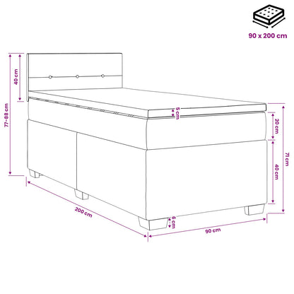 Postel Boxspring S Matrací Světle Šedá 90 X 200 Cm Textil