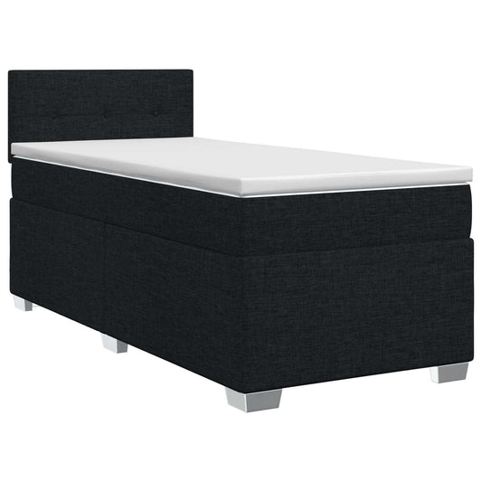 Postel Boxspring S Matrací S Čelo Černá 90 X 200 Cm Textil