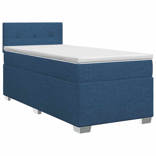 Postel Boxspring S Matrací S Čelo Modrá 90 X 200 Cm Textil
