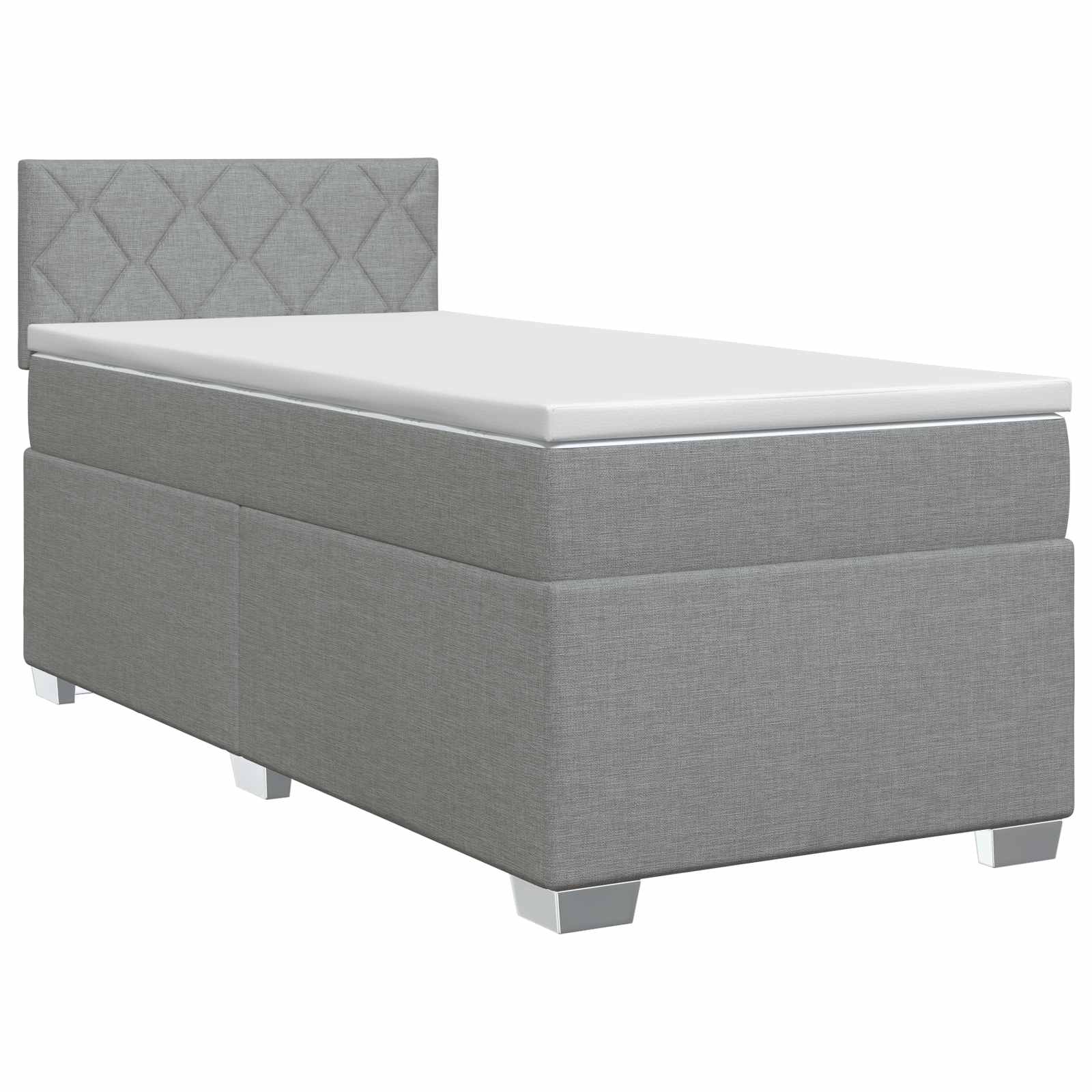 Postel Boxspring S Matrací Světle Šedá 90 X 200 Cm Textil