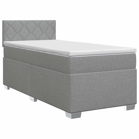Postel Boxspring S Matrací Světle Šedá 90 X 200 Cm Textil