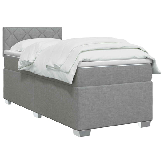 Postel Boxspring S Matrací Světle Šedá 90 X 200 Cm Textil