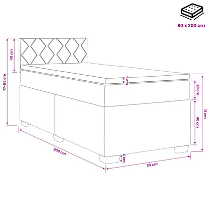 Postel Boxspring S Matrací S Čelo Černá 90 X 200 Cm Textil