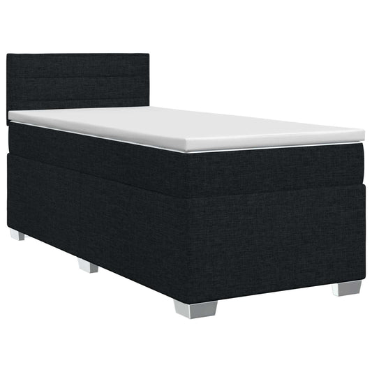 Postel Boxspring S Matrací S Čelo Černá 100 X 200 Cm Textil