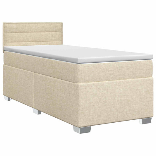 Postel Boxspring S Matrací S Čelo Krémová 100 X 200 Cm Textil
