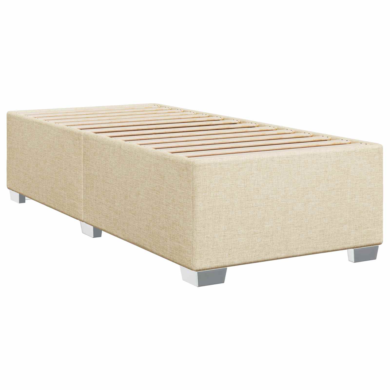 Postel Boxspring S Matrací S Čelo Krémová 100 X 200 Cm Textil