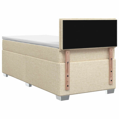 Postel Boxspring S Matrací S Čelo Krémová 100 X 200 Cm Textil
