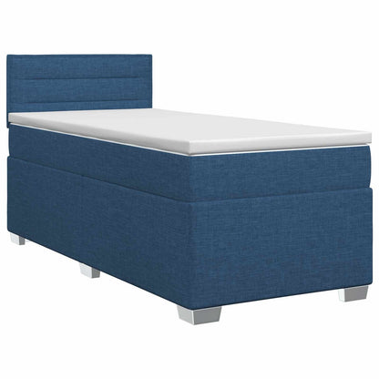Postel Boxspring S Matrací S Čelo Modrá 100 X 200 Cm Textil