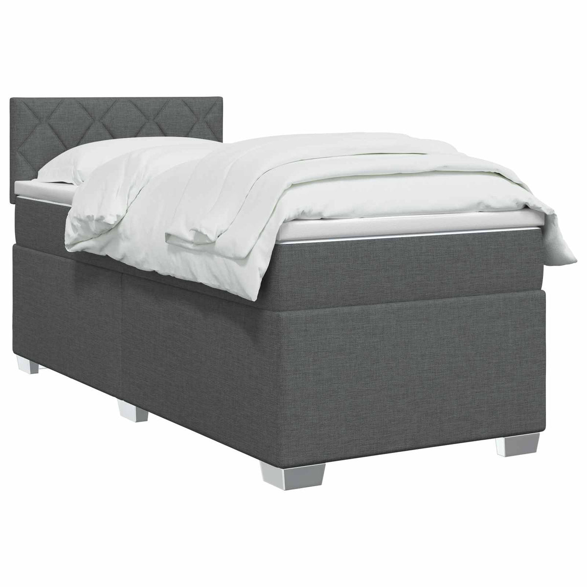 Postel Boxspring S Matrací Tmavě Šedá 100 X 200 Cm Textil