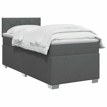 Postel Boxspring S Matrací Tmavě Šedá 100 X 200 Cm Textil