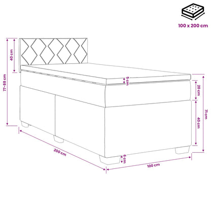 Postel Boxspring S Matrací Tmavě Šedá 100 X 200 Cm Textil