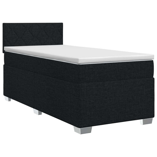Postel Boxspring S Matrací S Čelo Černá 100 X 200 Cm Textil