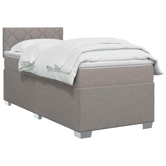 Postel Boxspring S Matrací S Čelo Taupe 100 X 200 Cm Textil