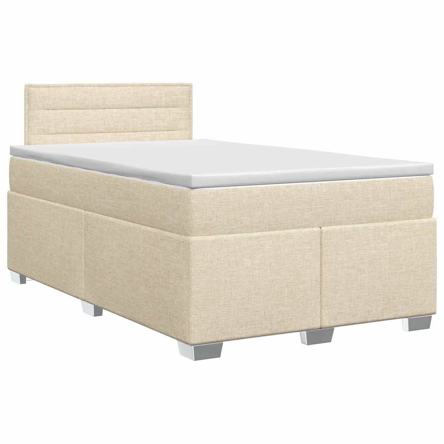 Postel Boxspring S Matrací S Čelo Krémová 120 X 190 Cm Textil