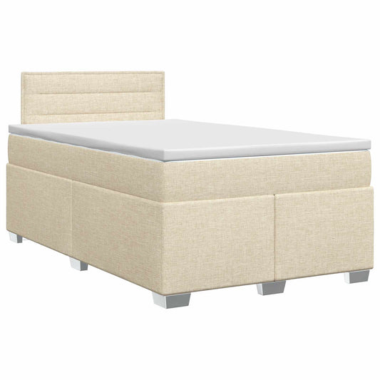 Postel Boxspring S Matrací S Čelo Krémová 120 X 190 Cm Textil