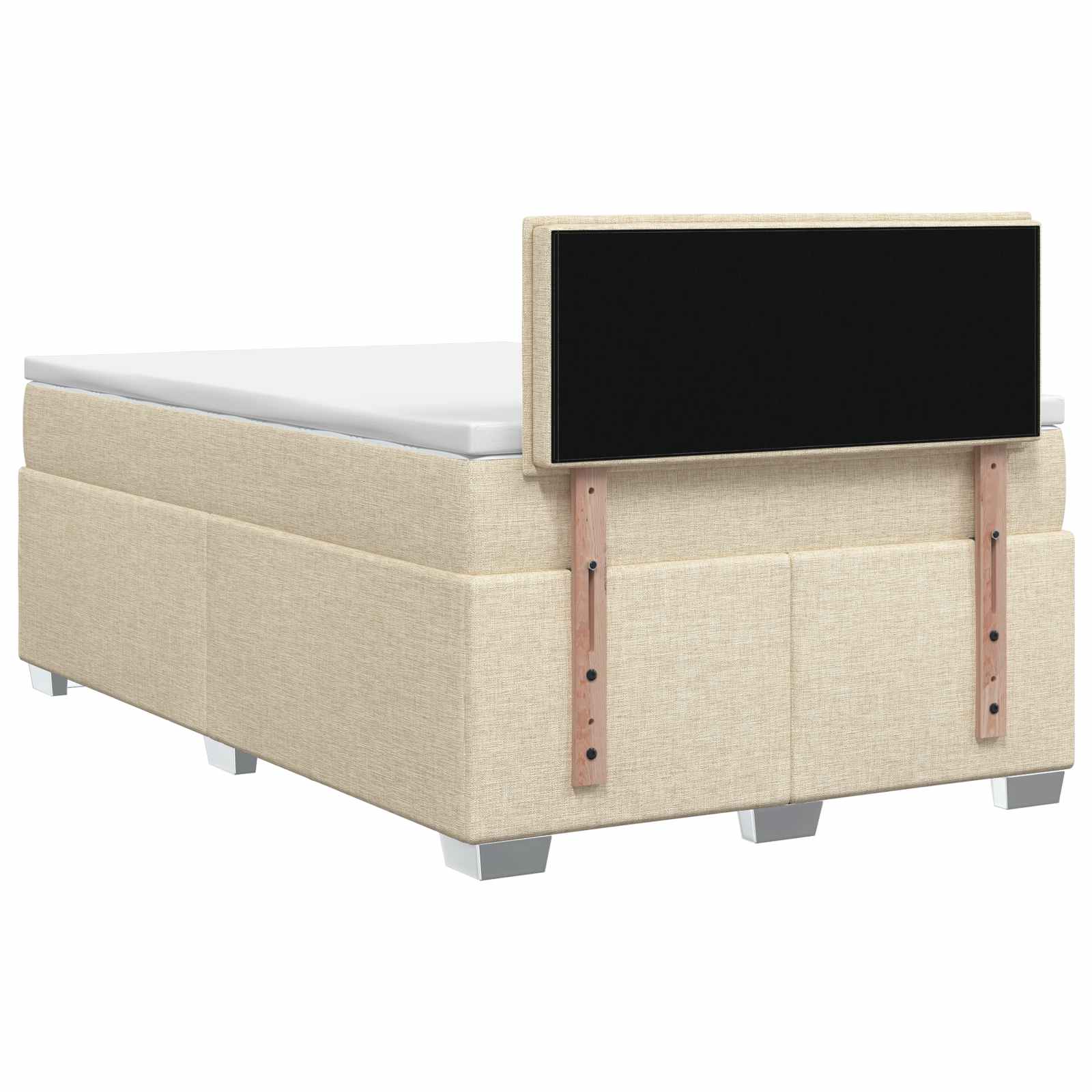 Postel Boxspring S Matrací S Čelo Krémová 120 X 190 Cm Textil