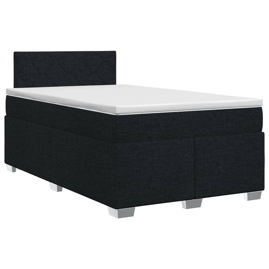 Postel Boxspring S Matrací S Čelo Černá 120 X 190 Cm Textil