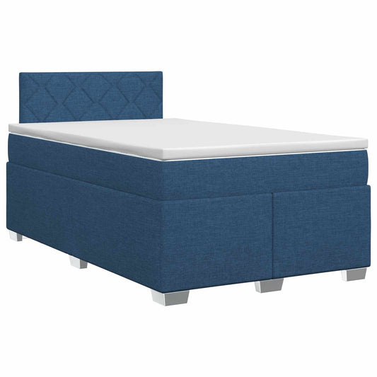 Postel Boxspring S Matrací S Čelo Modrá 120 X 190 Cm Textil