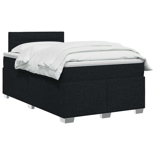 Postel Boxspring S Matrací S Čelo Černá 120 X 200 Cm Textil